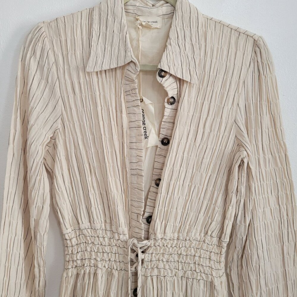 Boho Beachy Gauzy Button Down Full sleeve Shirt dress Size S - Picture 4 of 15